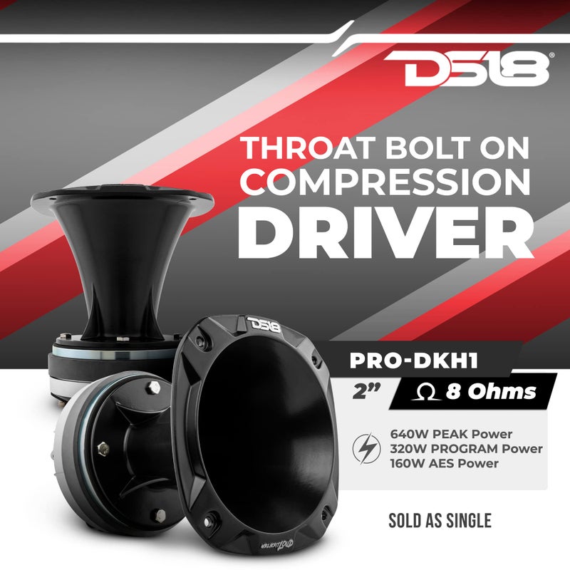 DS18 PRO-DKH1 Compression Driver with Aluminum Horn - 2", 640W Max Power, 8 Ohms, 2" KSV & Flat Wire Voice Coil - No Other Compression Driver Can Compare (Single) - Image 2